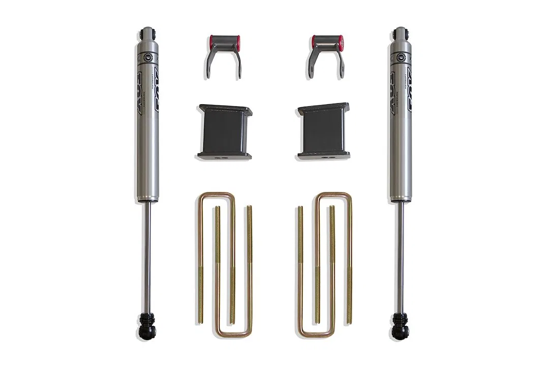 901355F – MAXTRAC Leaf Spring Block Kit, 4 Inch Block Height Cast Iron With 2 Blocks/ 4 U Bolts/ 2 Fox Shock Absorber...
